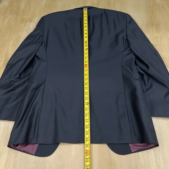 Jos A Bank Tuxedo Single Button Blazer Mens 41R Slim Fit Wool Black Ventless